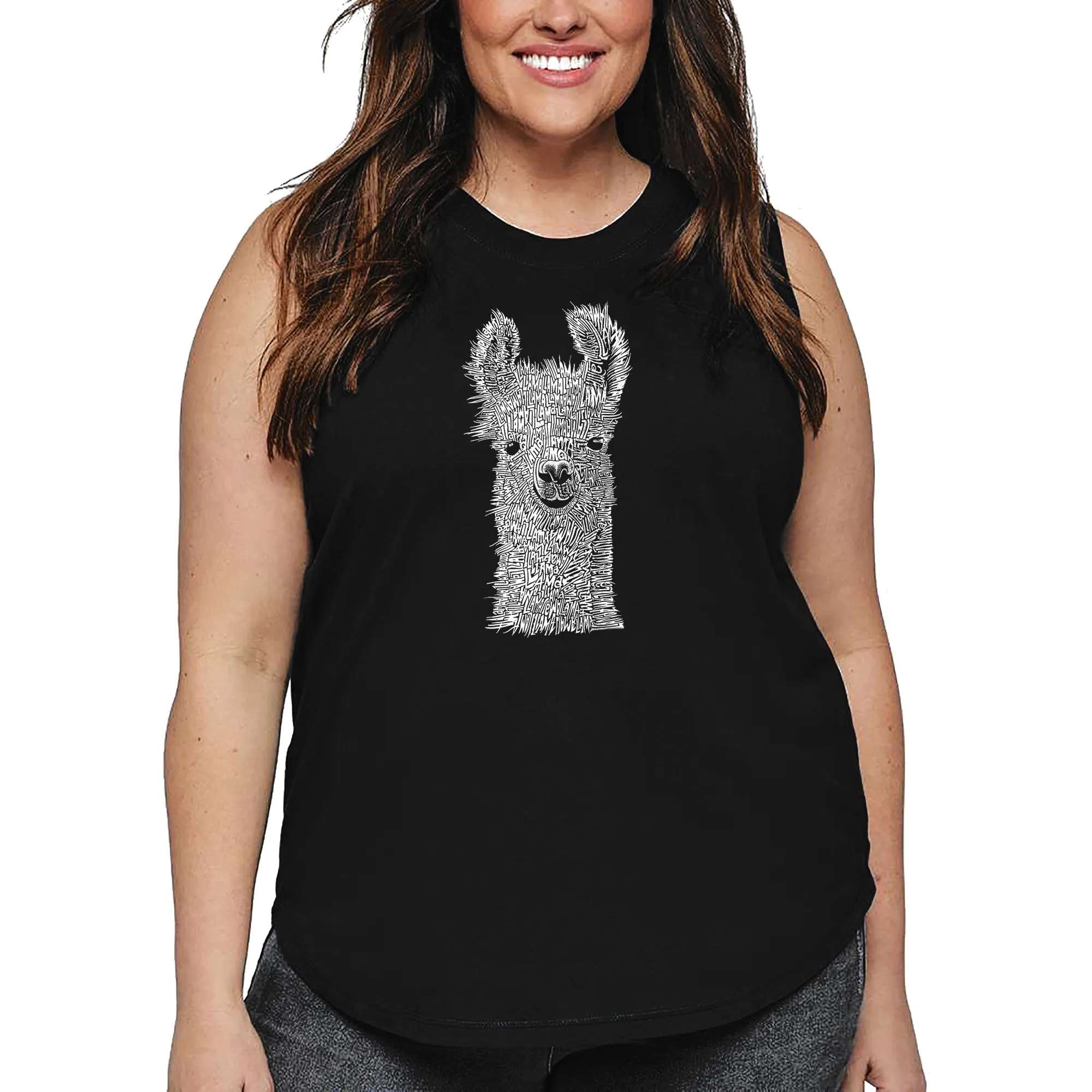 Women's Plus Size Word Art Tank Top - Llama sold by LA Pop Art