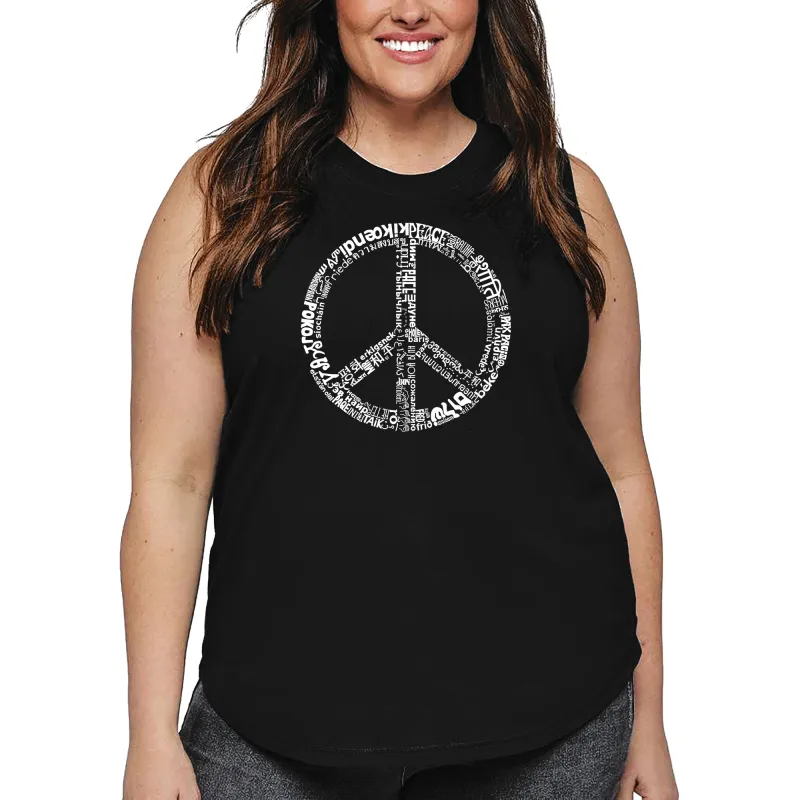 Women's Plus Size Word Art Tank Top - THE WORD PEACE IN 77 LANGUAGES sold by LA Pop Art