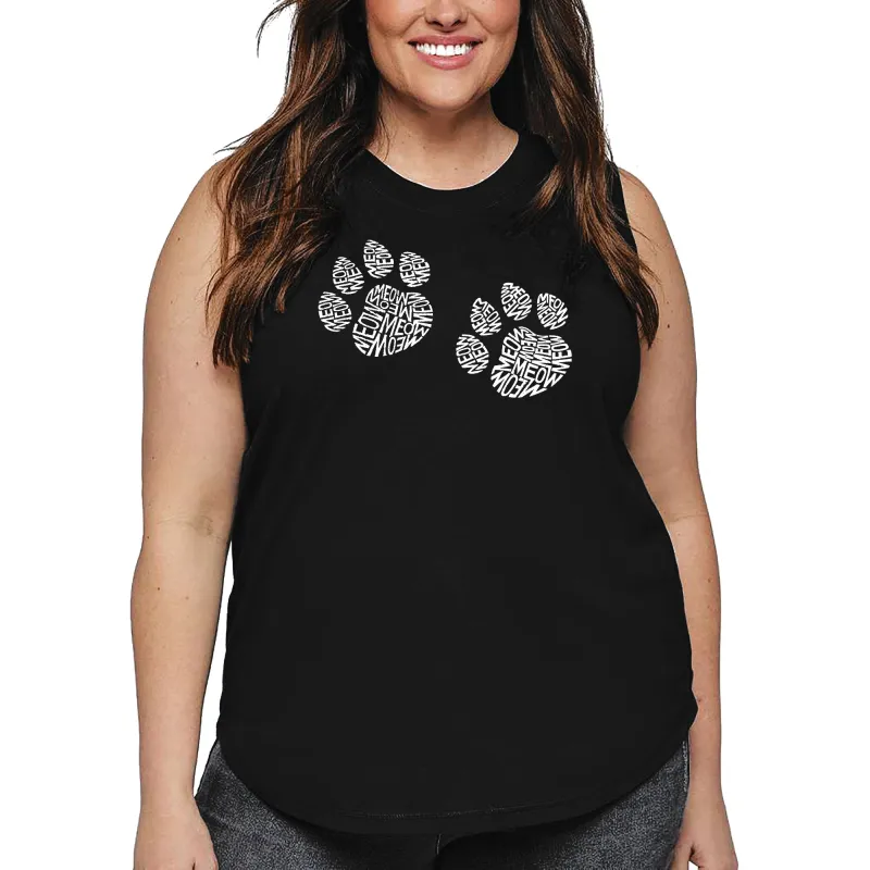 Women's Plus Size Word Art Tank Top - Meow Cat Prints sold by LA Pop Art
