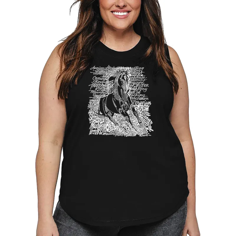 Women's Plus Size Word Art Tank Top - POPULAR HORSE BREEDS sold by LA Pop Art