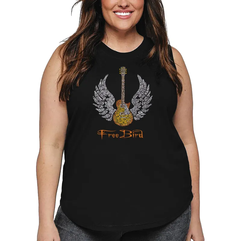 Women's Plus Size Word Art Tank Top - LYRICS TO FREEBIRD sold by LA Pop Art