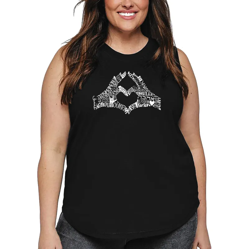 Women's Plus Size Word Art Tank Top - Finger Heart sold by LA Pop Art