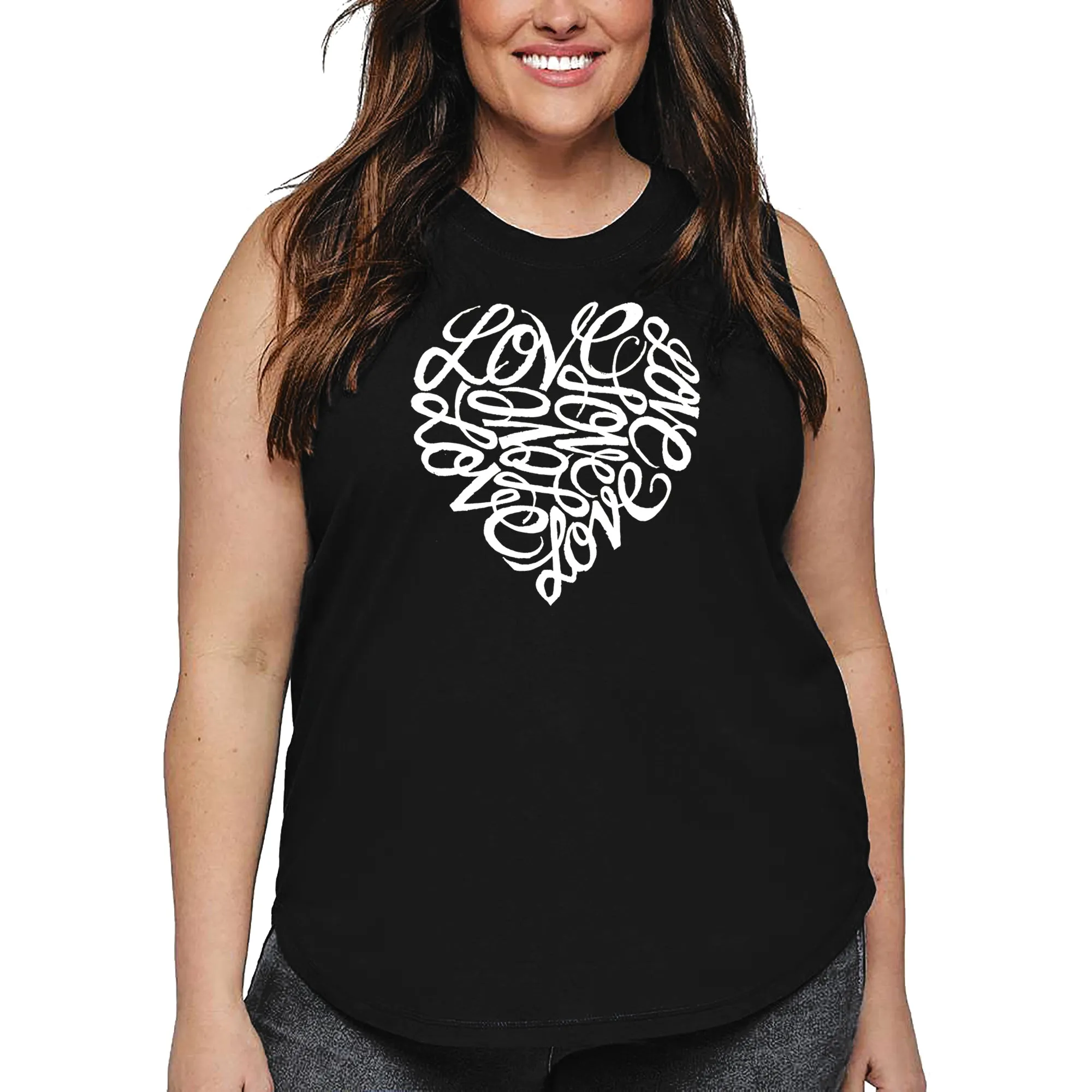 Women's Plus Size Word Art Tank Top - LOVE sold by LA Pop Art
