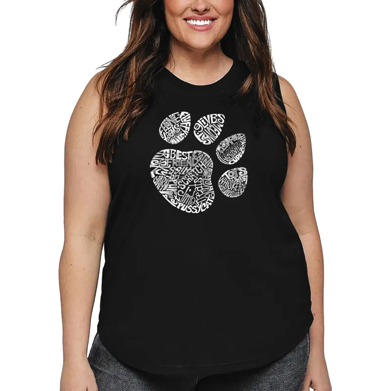 Women's Plus Size Word Art Tank Top - Cat Paw sold by LA Pop Art
