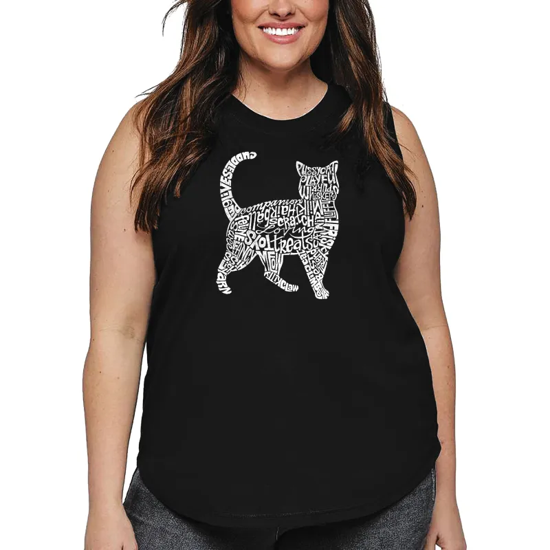 Women's Plus Size Word Art Tank Top - Cat sold by LA Pop Art