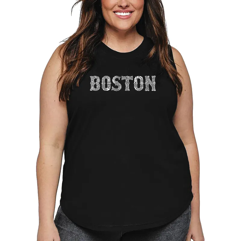 Women's Plus Size Word Art Tank Top - BOSTON NEIGHBORHOODS sold by LA Pop Art