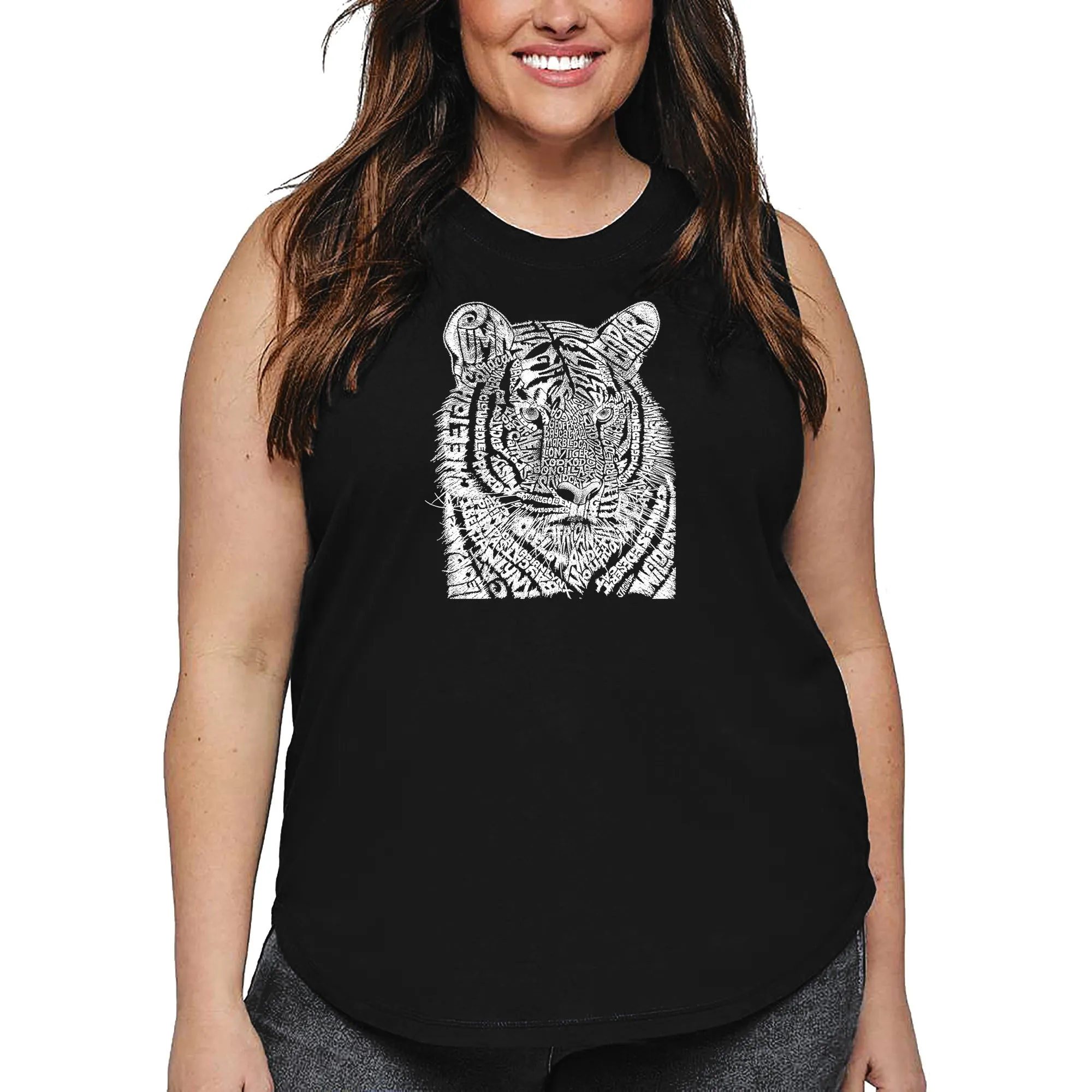 Women's Plus Size Word Art Tank Top - Big Cats sold by LA Pop Art