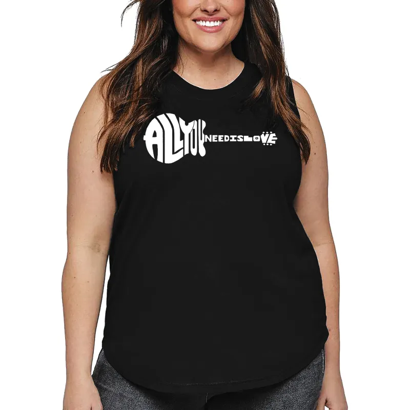 Women's Plus Size Word Art Tank Top - All You Need Is Love sold by LA Pop Art