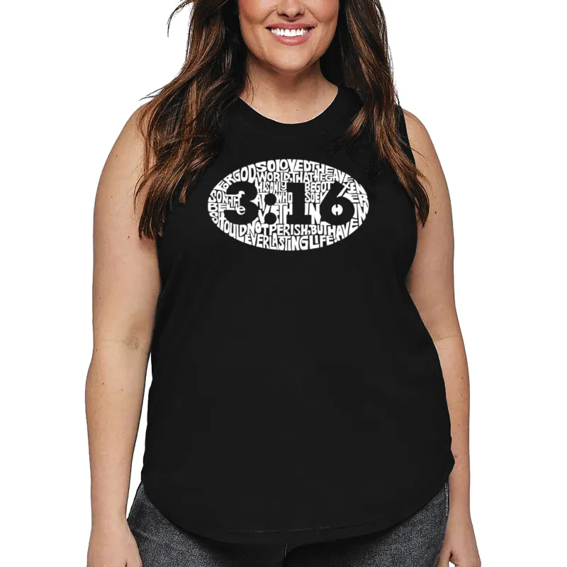 Women's Plus Size Word Art Tank Top - John 3:16 sold by LA Pop Art