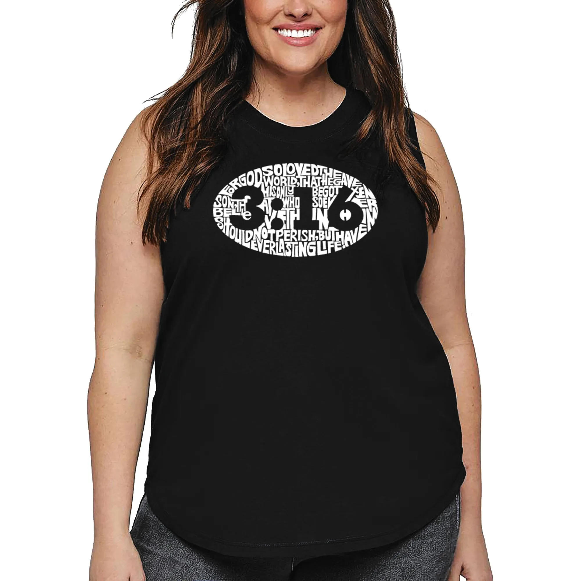 Women's Plus Size Word Art Tank Top - John 3:16 sold by LA Pop Art
