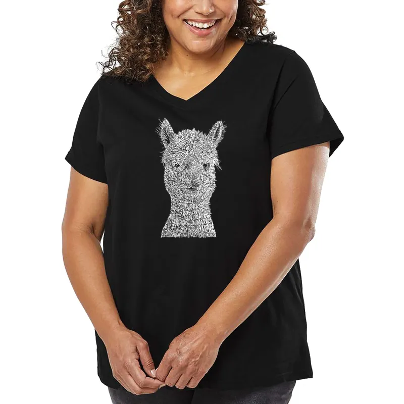 Women's Plus Size Word Art V-Neck - Alpaca sold by LA Pop Art