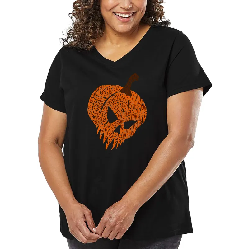 Evil Pumpkin - Women's Plus Size Word Art V-Neck sold by LA Pop Art