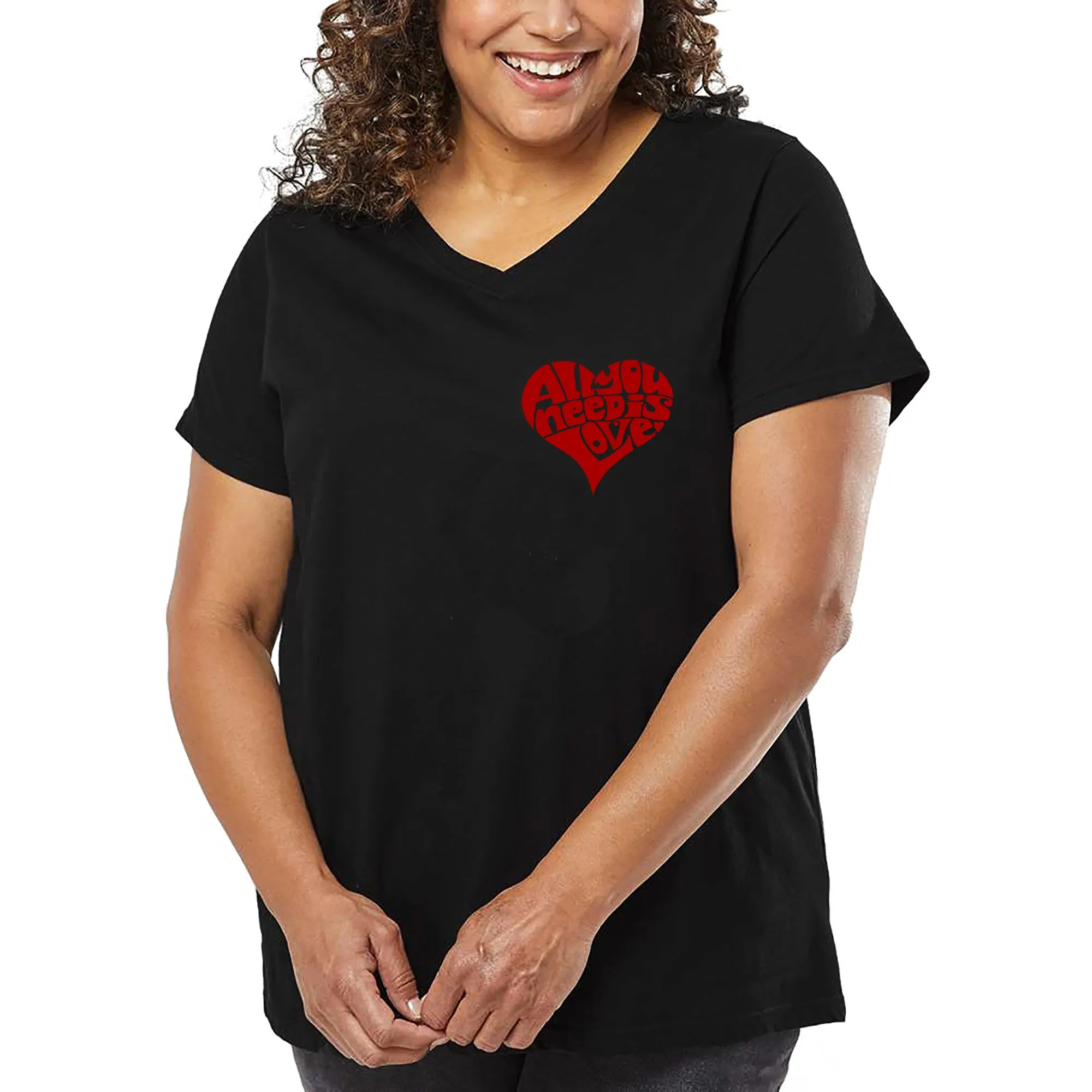 All You Need is Love - Women's Plus Size Word Art V-Neck sold by LA Pop Art