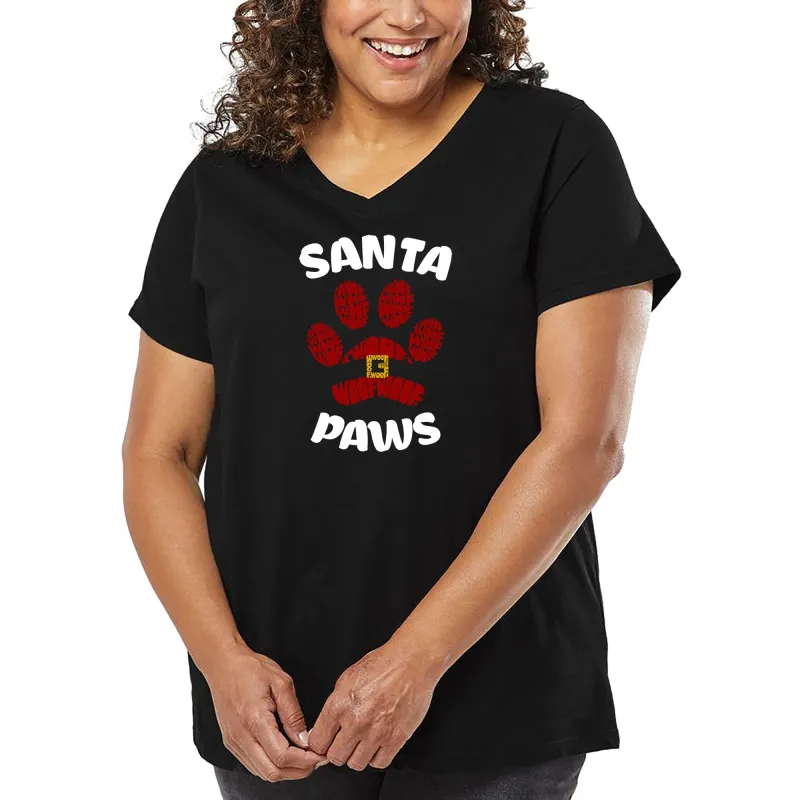 Santa Paws - Women's Plus Size Word Art V-Neck sold by LA Pop Art