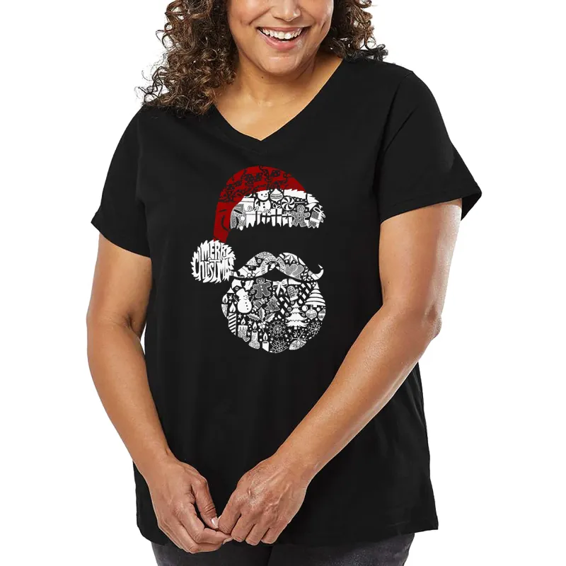 Santa Pics - Women's Plus Size Word Art V-Neck sold by LA Pop Art