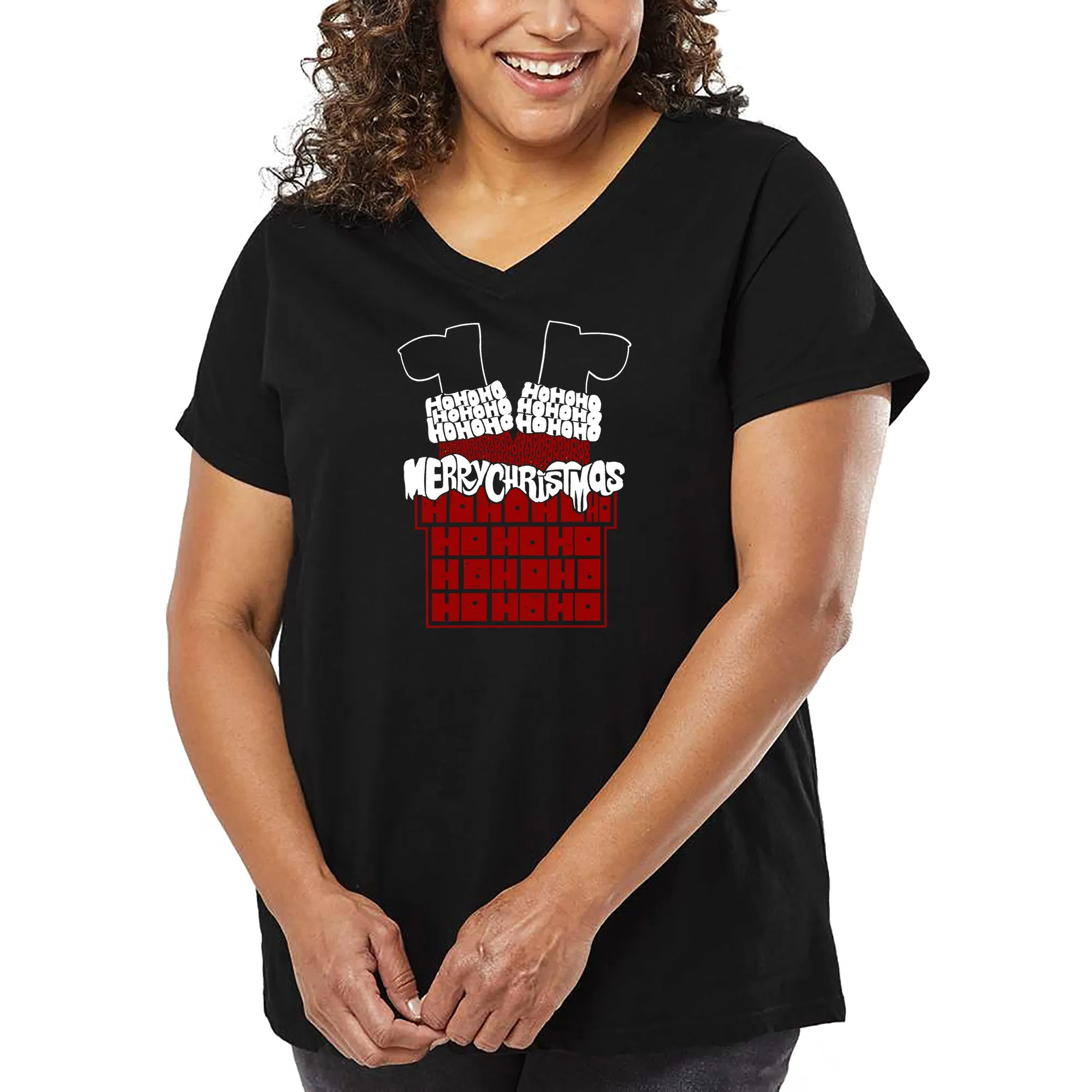 Chimney Santa - Women's Plus Size Word Art V-Neck sold by LA Pop Art