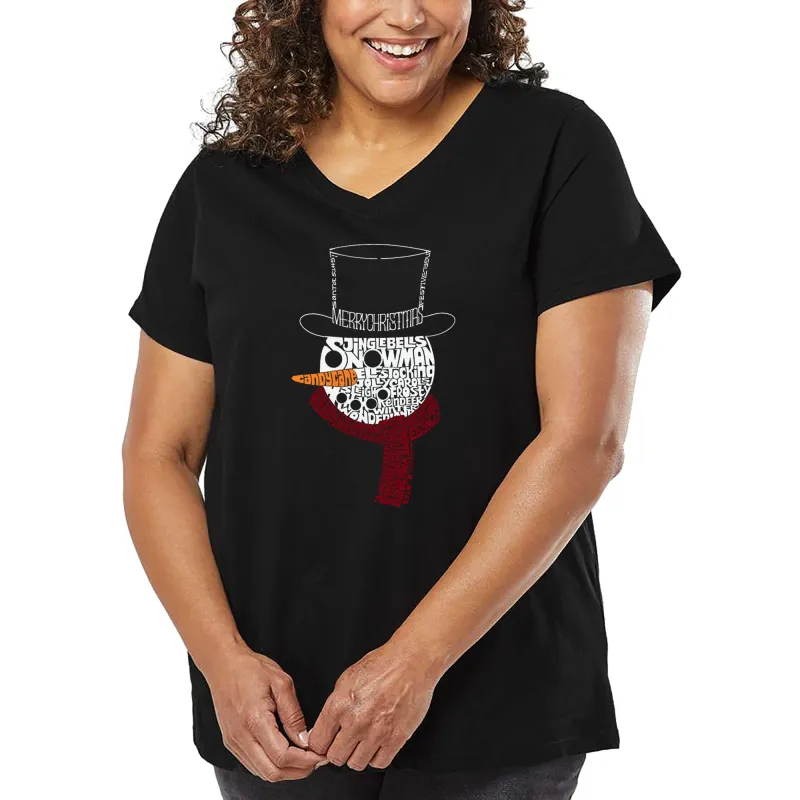 Snowman Face - Women's Plus Size Word Art V-Neck sold by LA Pop Art