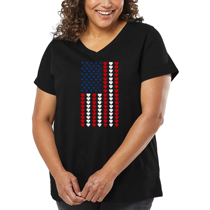 Heart Flag - Women's Plus Size Word Art V-Neck sold by LA Pop Art