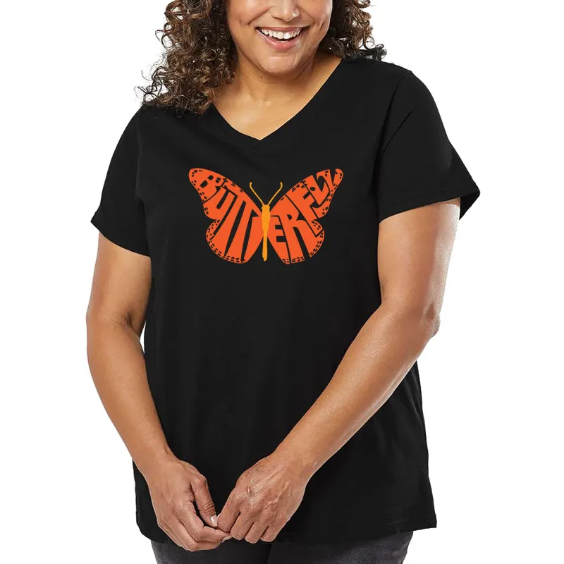 Butterfly - Women's Plus Size Word Art V-Neck sold by LA Pop Art