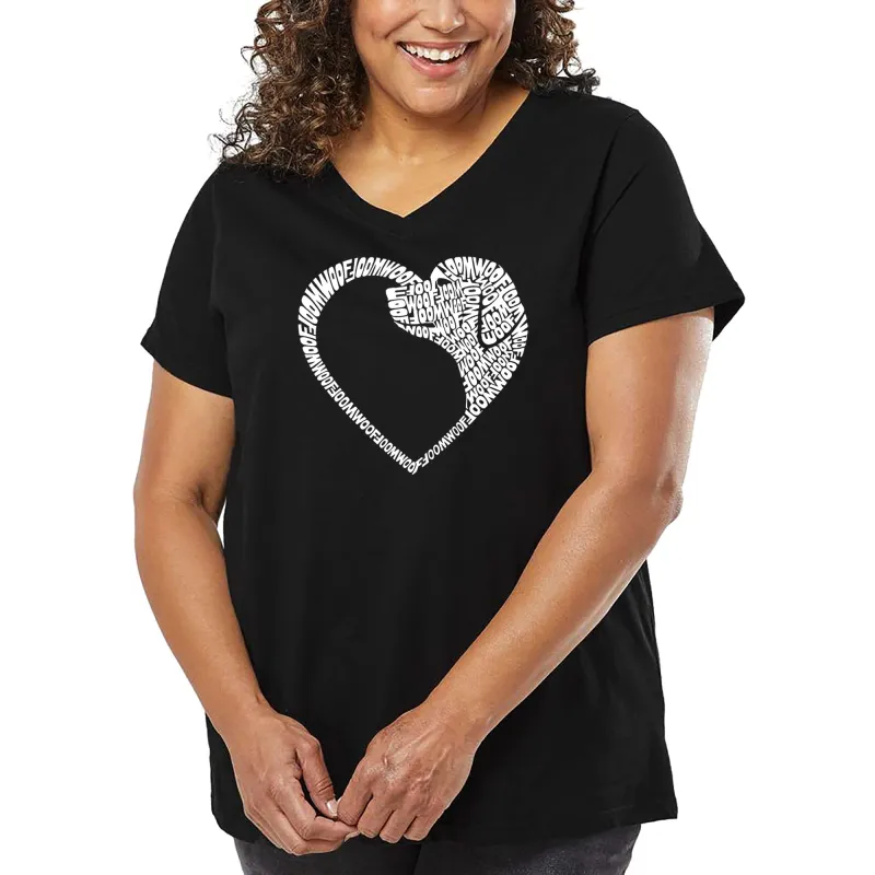 Dog Heart - Women's Plus Size Word Art V-Neck sold by LA Pop Art