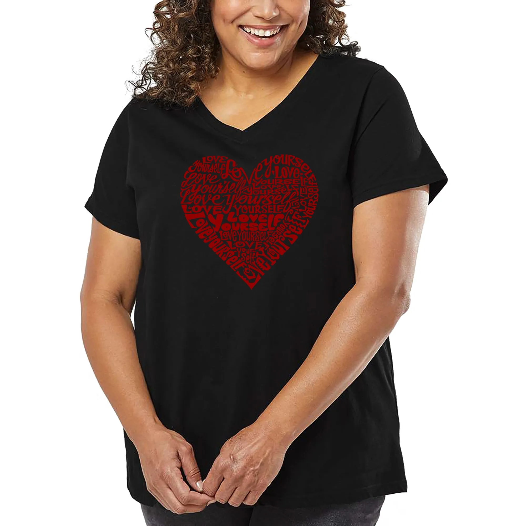 Love Yourself - Women's Plus Size Word Art V-Neck sold by LA Pop Art