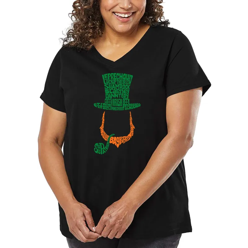 Women's Plus Size Word Art V-Neck - Leprechaun sold by LA Pop Art