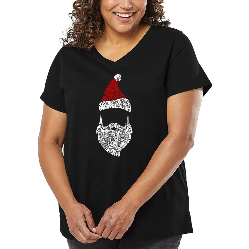 Women's Plus Size Word Art V-Neck - Santa Claus sold by LA Pop Art