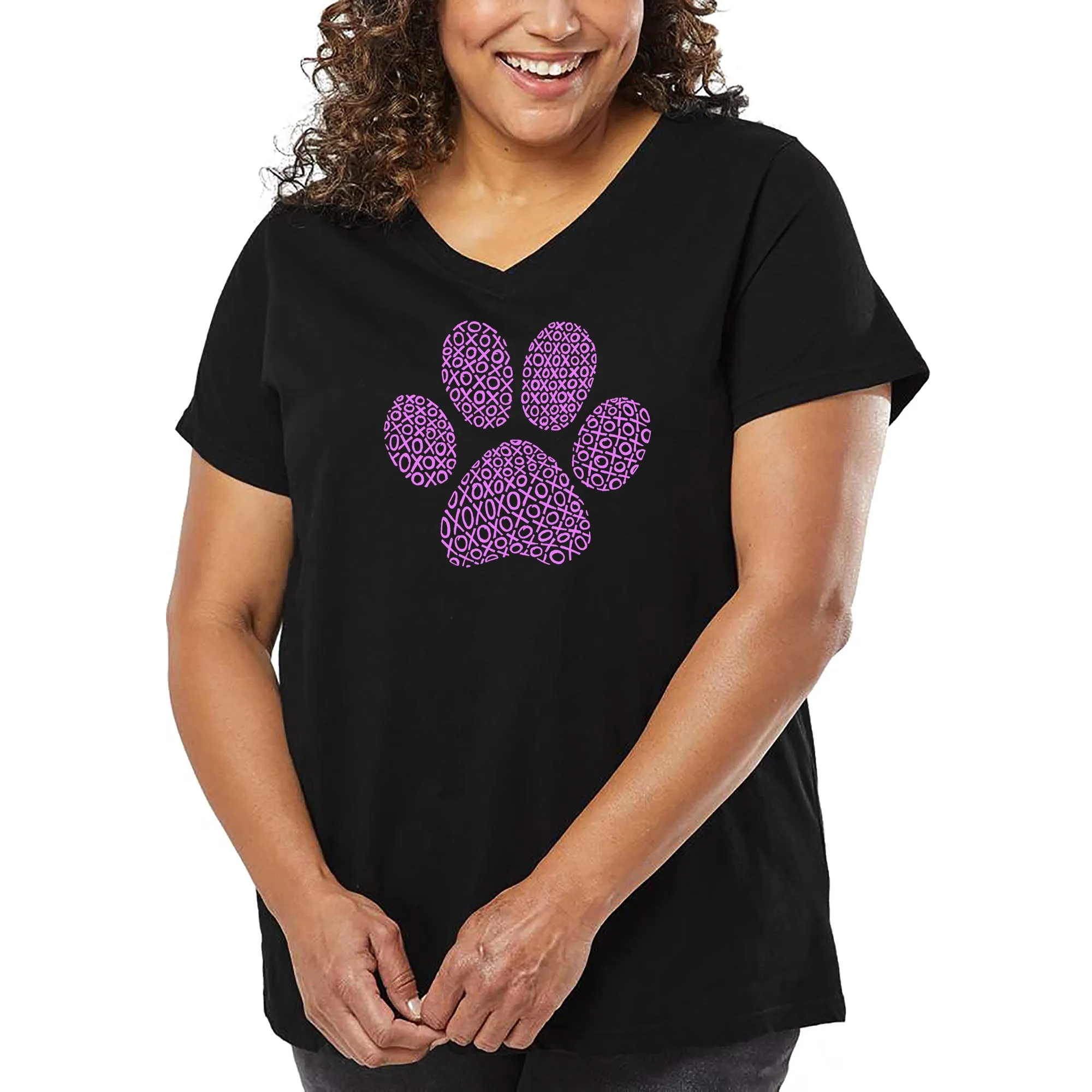 Women's Plus Size Word Art V-Neck - XOXO Dog Paw sold by LA Pop Art