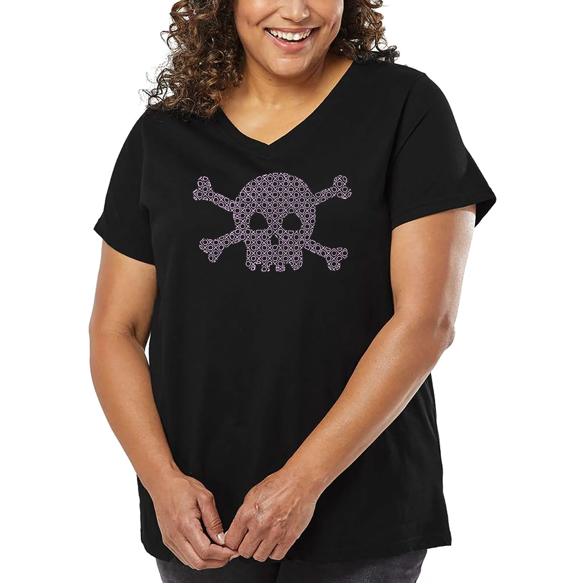 Women's Plus Size Word Art V-Neck - XOXO Skull sold by LA Pop Art