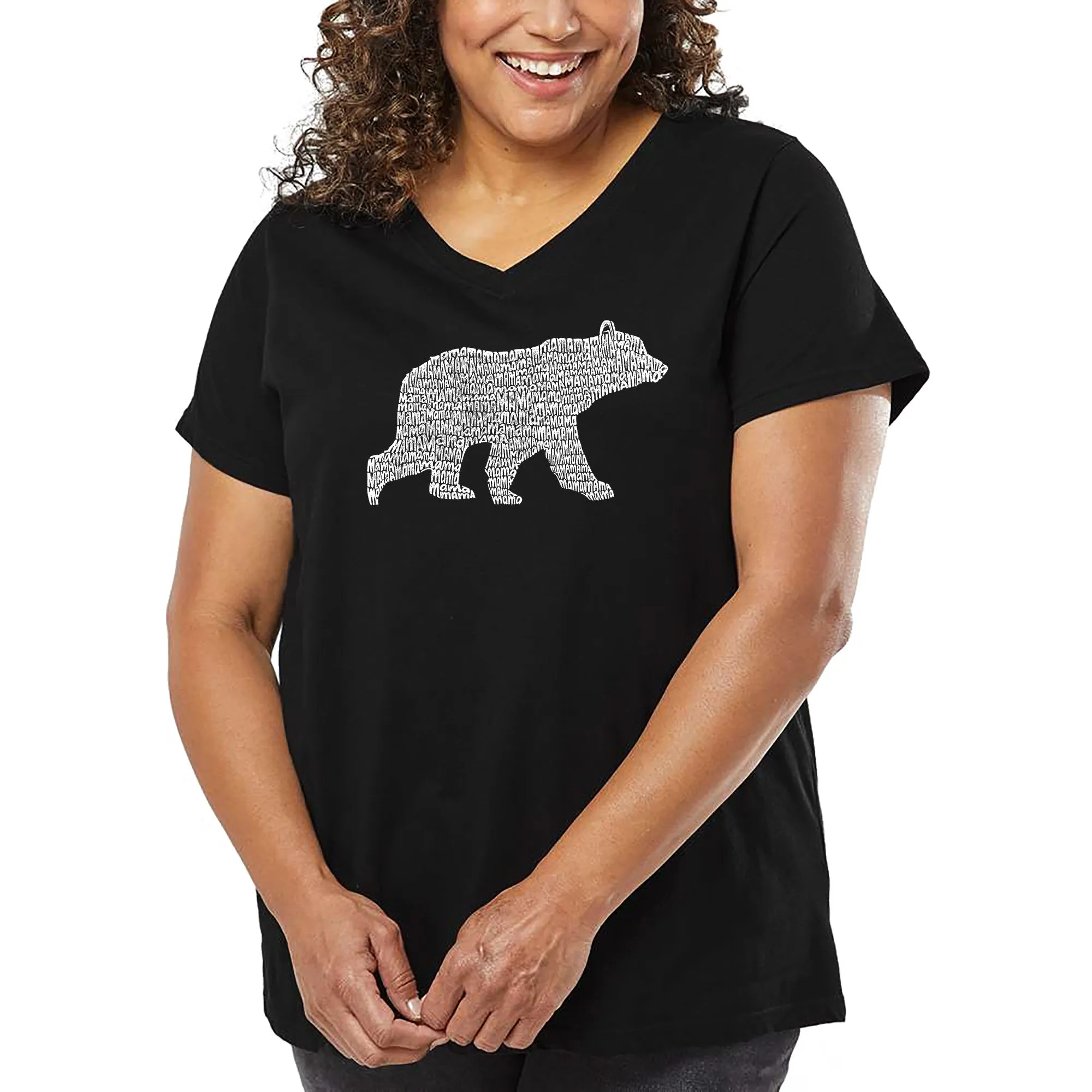 Women's Plus Size Word Art V-Neck - Mama Bear sold by LA Pop Art