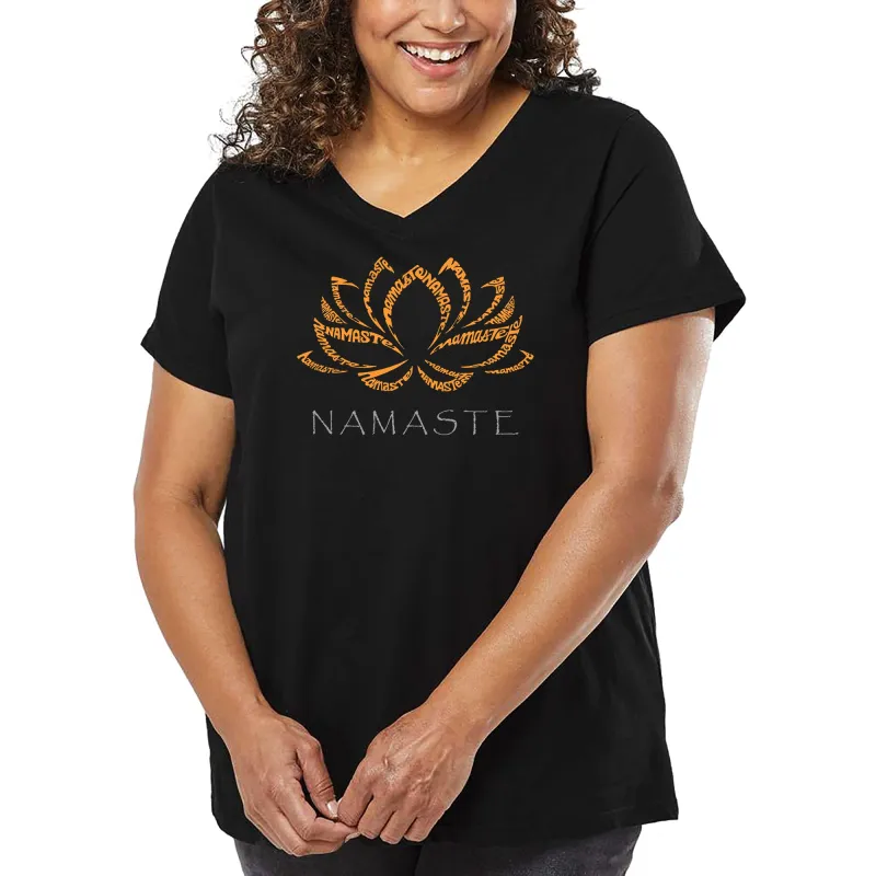Women's Plus Size Word Art V-Neck - Namaste sold by LA Pop Art