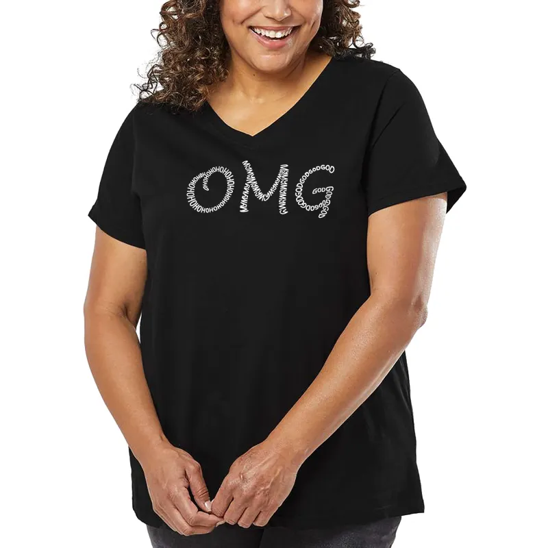 Women's Plus Size Word Art V-Neck - OMG sold by LA Pop Art