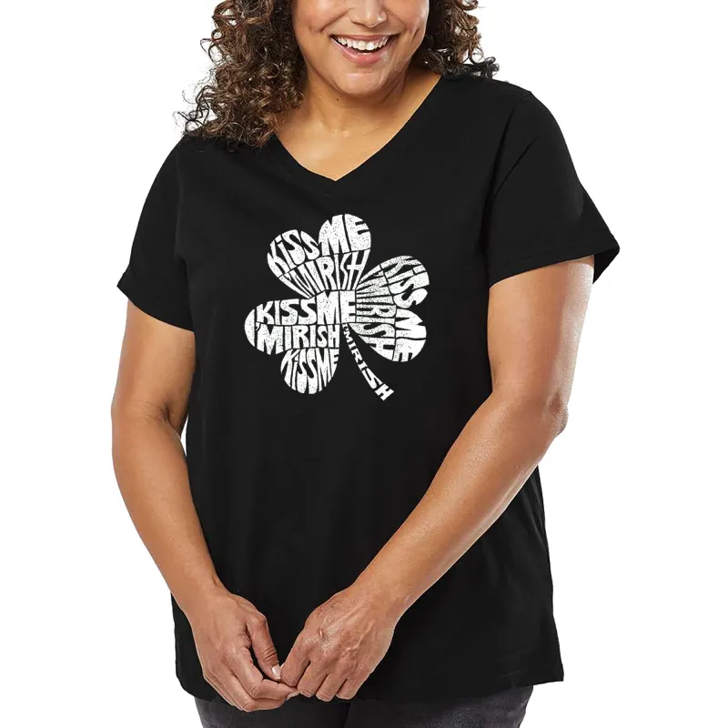 Women's Plus Size Word Art V-Neck - KISS ME I'M IRISH sold by LA Pop Art