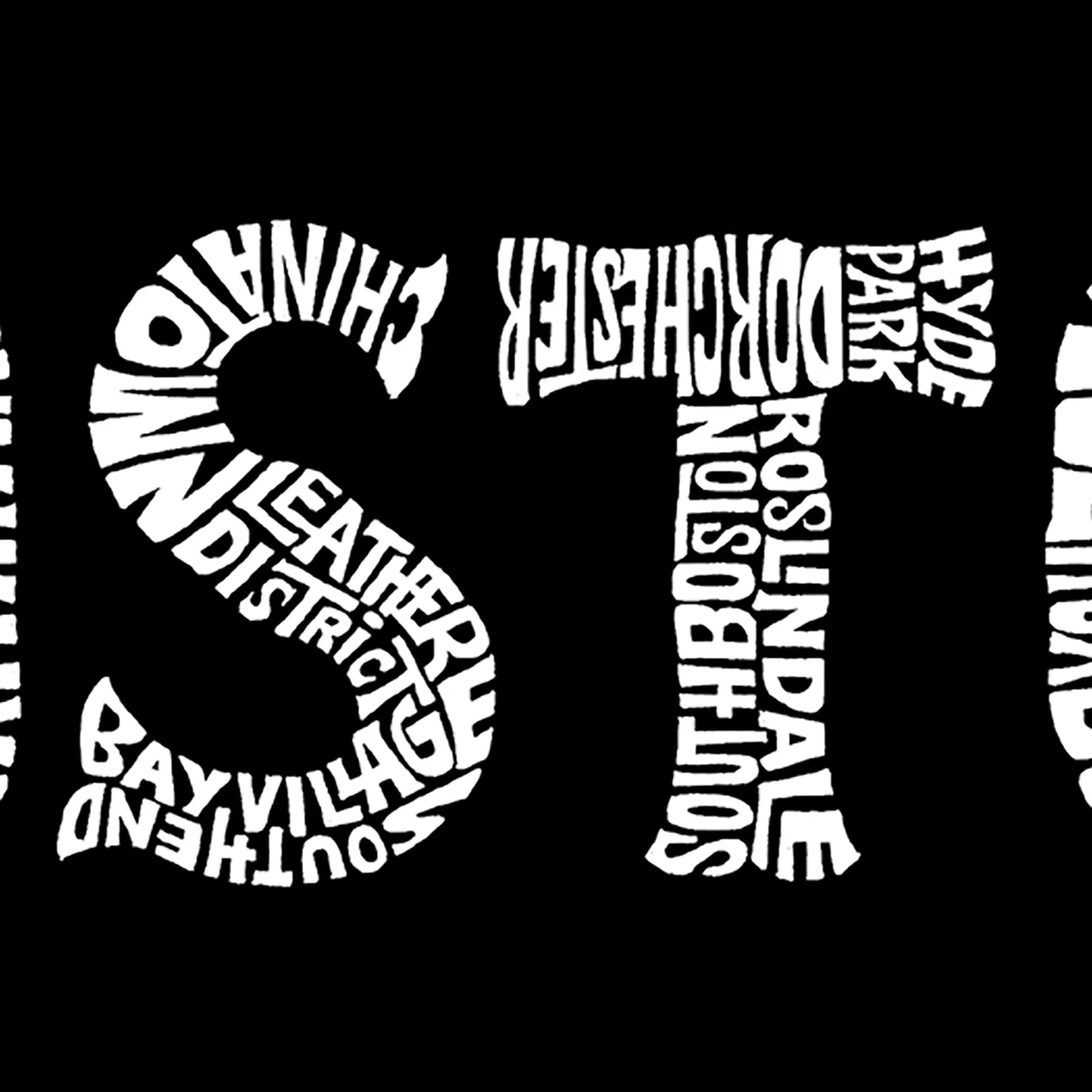 Women's Plus Size Word Art V-Neck - BOSTON NEIGHBORHOODS sold by LA Pop Art product image thumbnail 3