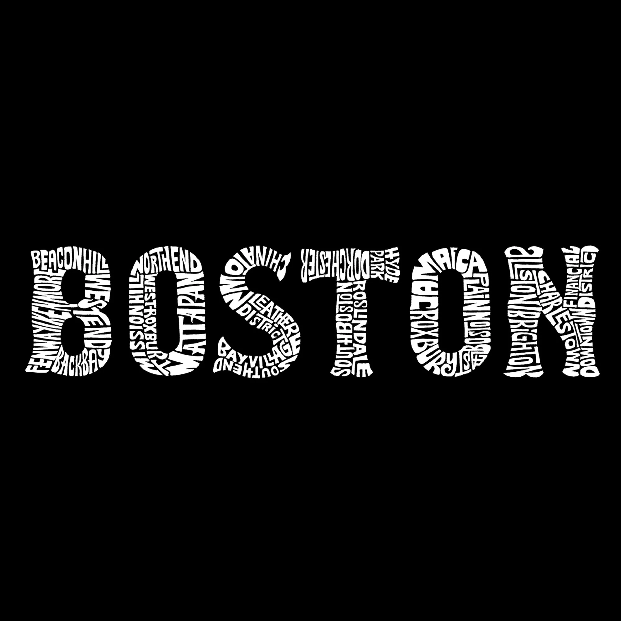 Women's Plus Size Word Art V-Neck - BOSTON NEIGHBORHOODS sold by LA Pop Art product image thumbnail 2