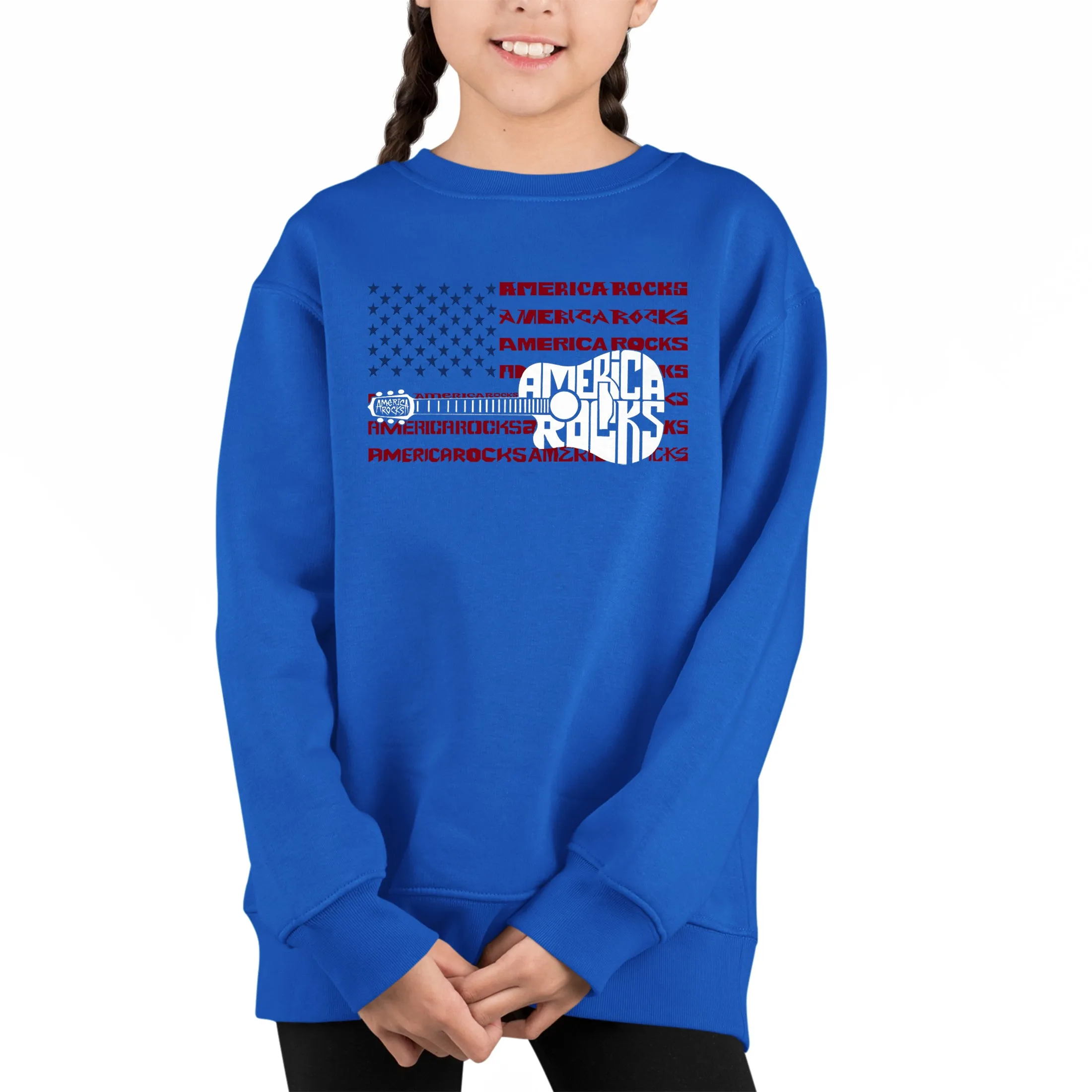 America Rocks - Girl's Word Art Crewneck Sweatshirt sold by LA Pop Art product image thumbnail 5