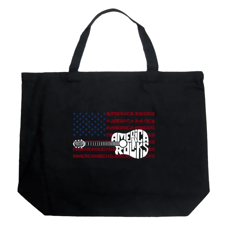 America Rocks - Large Word Art Tote Bag sold by LA Pop Art