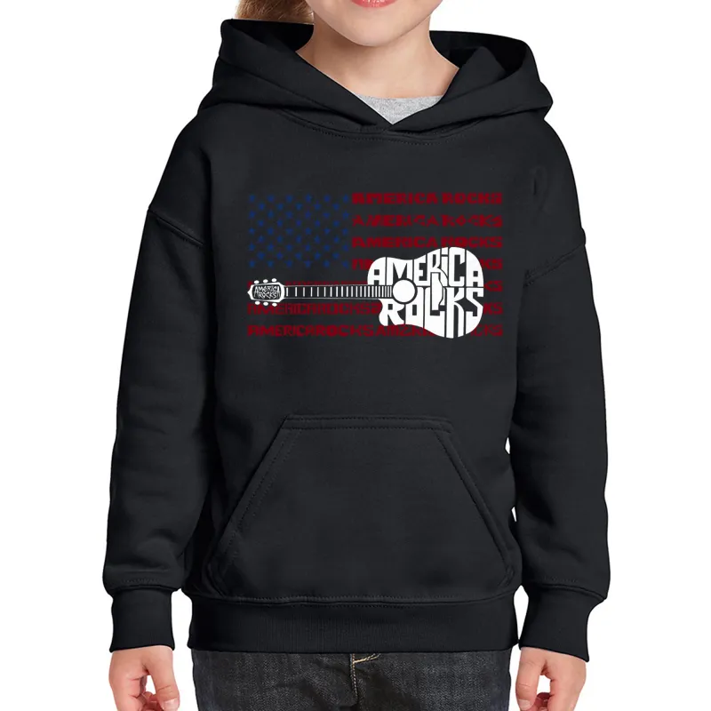 America Rocks - Girl's Word Art Hooded Sweatshirt sold by LA Pop Art