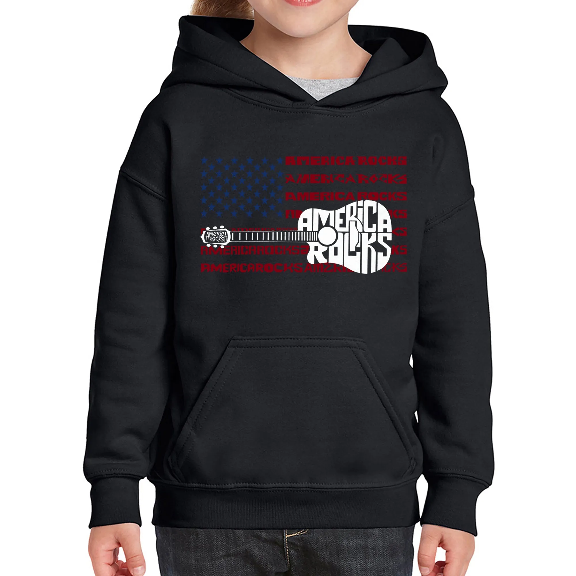 America Rocks - Girl's Word Art Hooded Sweatshirt sold by LA Pop Art product image thumbnail 4