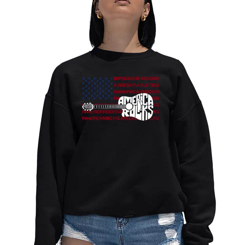 America Rocks - Women's Word Art Crewneck Sweatshirt sold by LA Pop Art