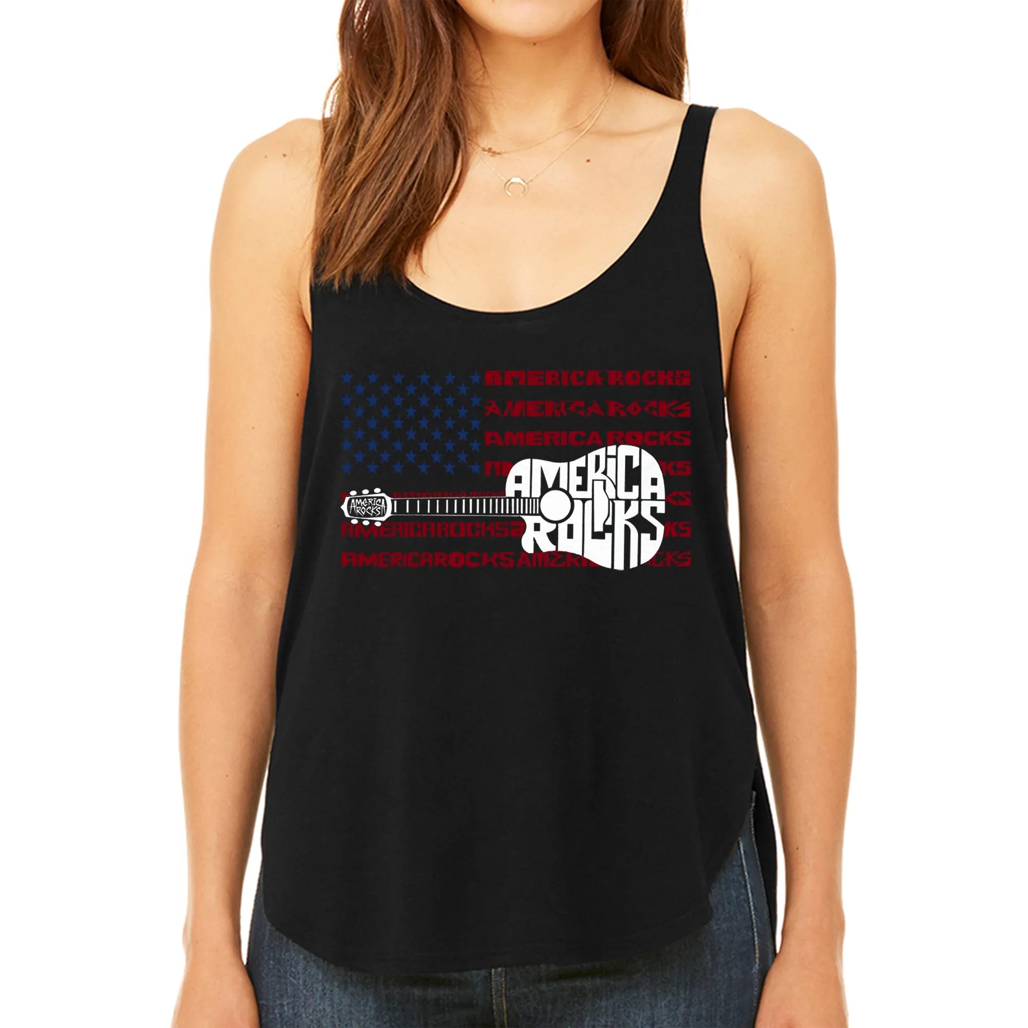 America Rocks - Women's Premium Word Art Flowy Tank Top sold by LA Pop Art product image thumbnail 5