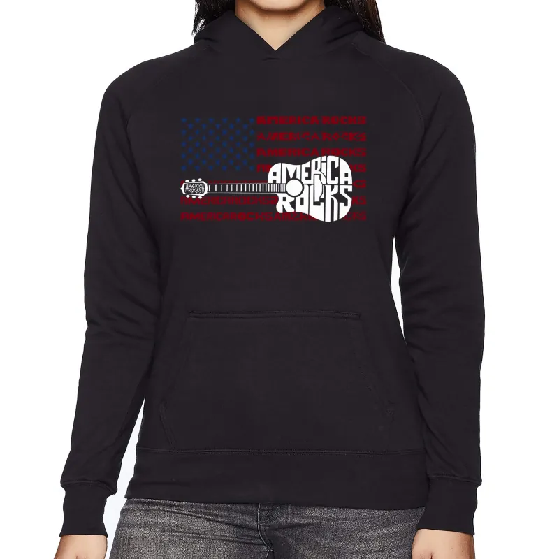 America Rocks - Women's Word Art Hooded Sweatshirt sold by LA Pop Art