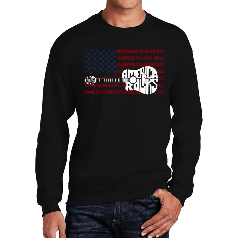 America Rocks - Men's Word Art Crewneck Sweatshirt sold by LA Pop Art