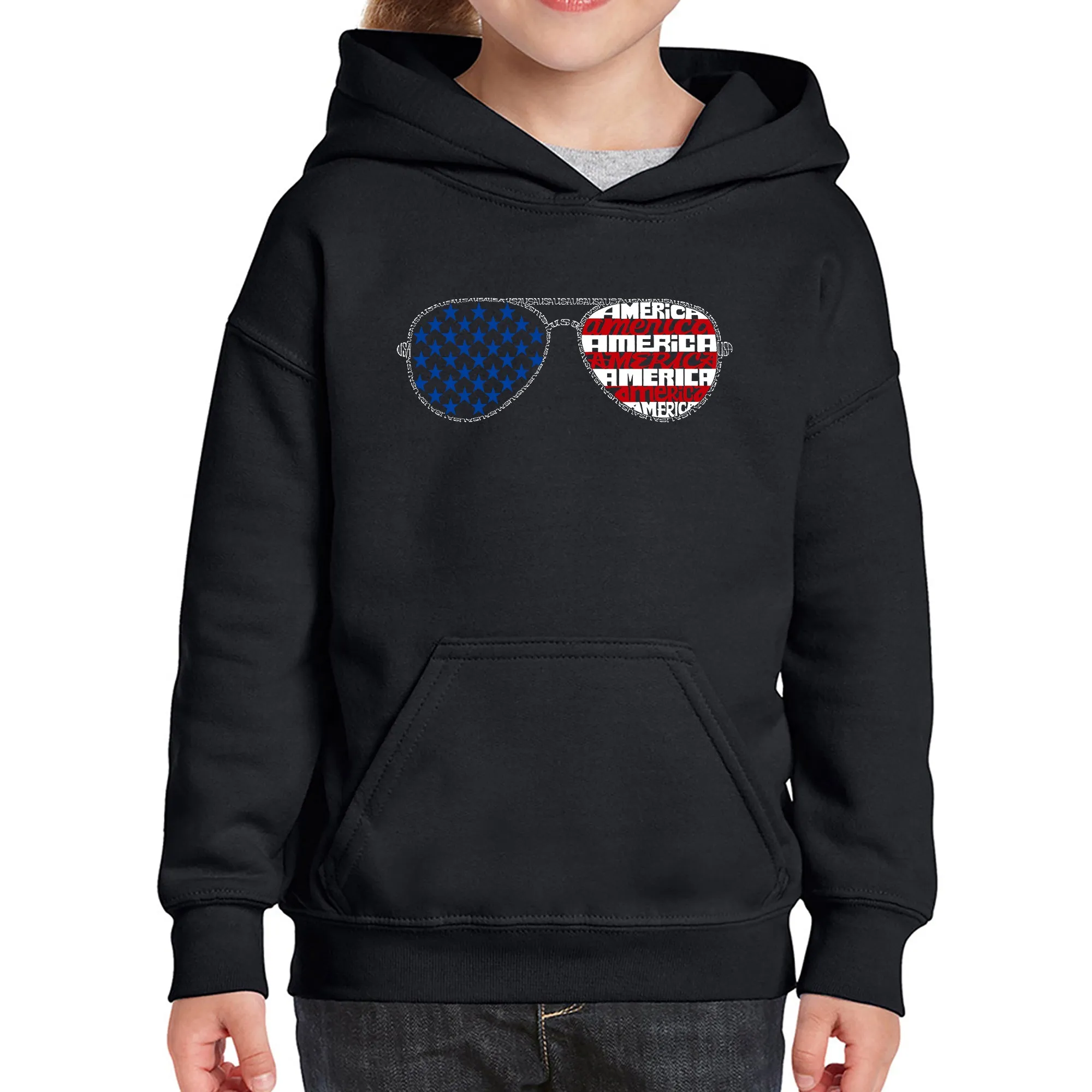 Americana Sunglasses - Girl's Word Art Hooded Sweatshirt sold by LA Pop Art product image thumbnail 4