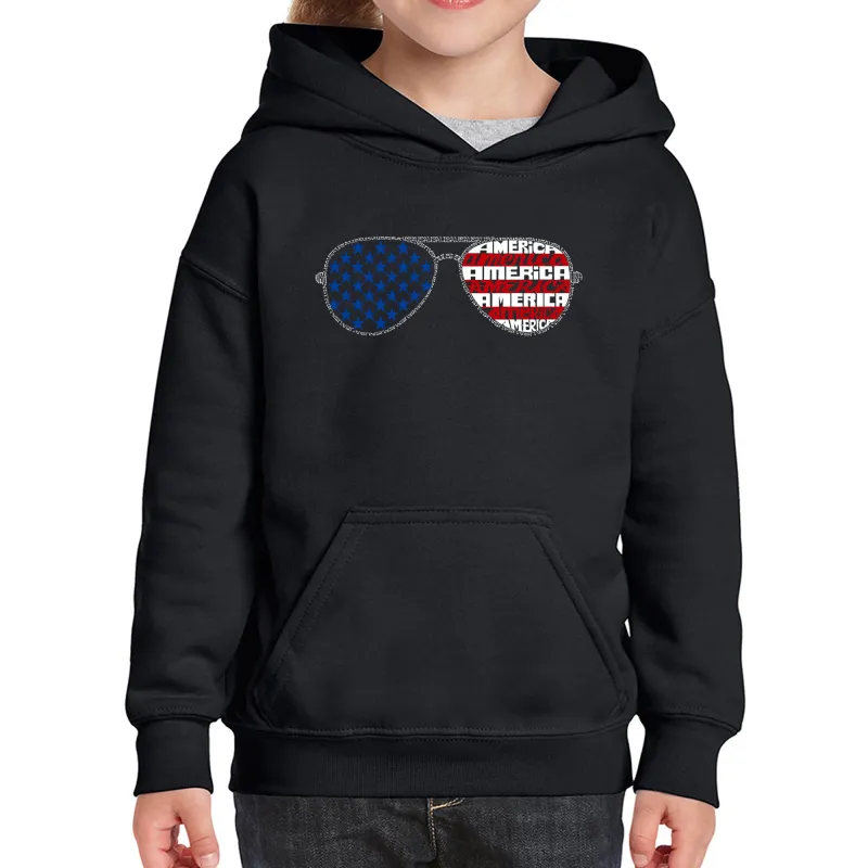 Americana Sunglasses - Girl's Word Art Hooded Sweatshirt sold by LA Pop Art