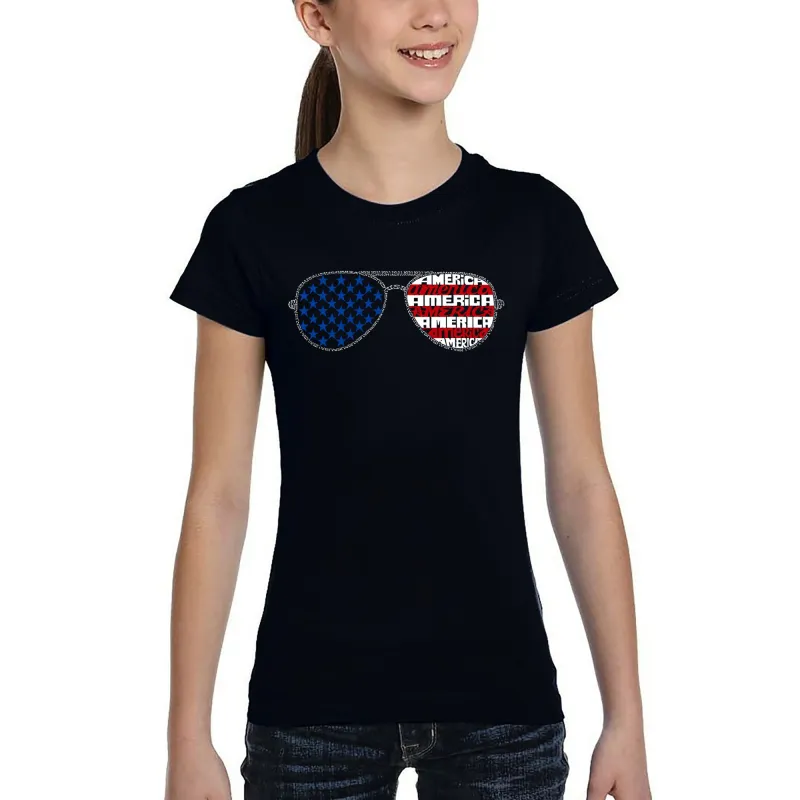 Americana Sunglasses - Girl's Word Art T-Shirt sold by LA Pop Art