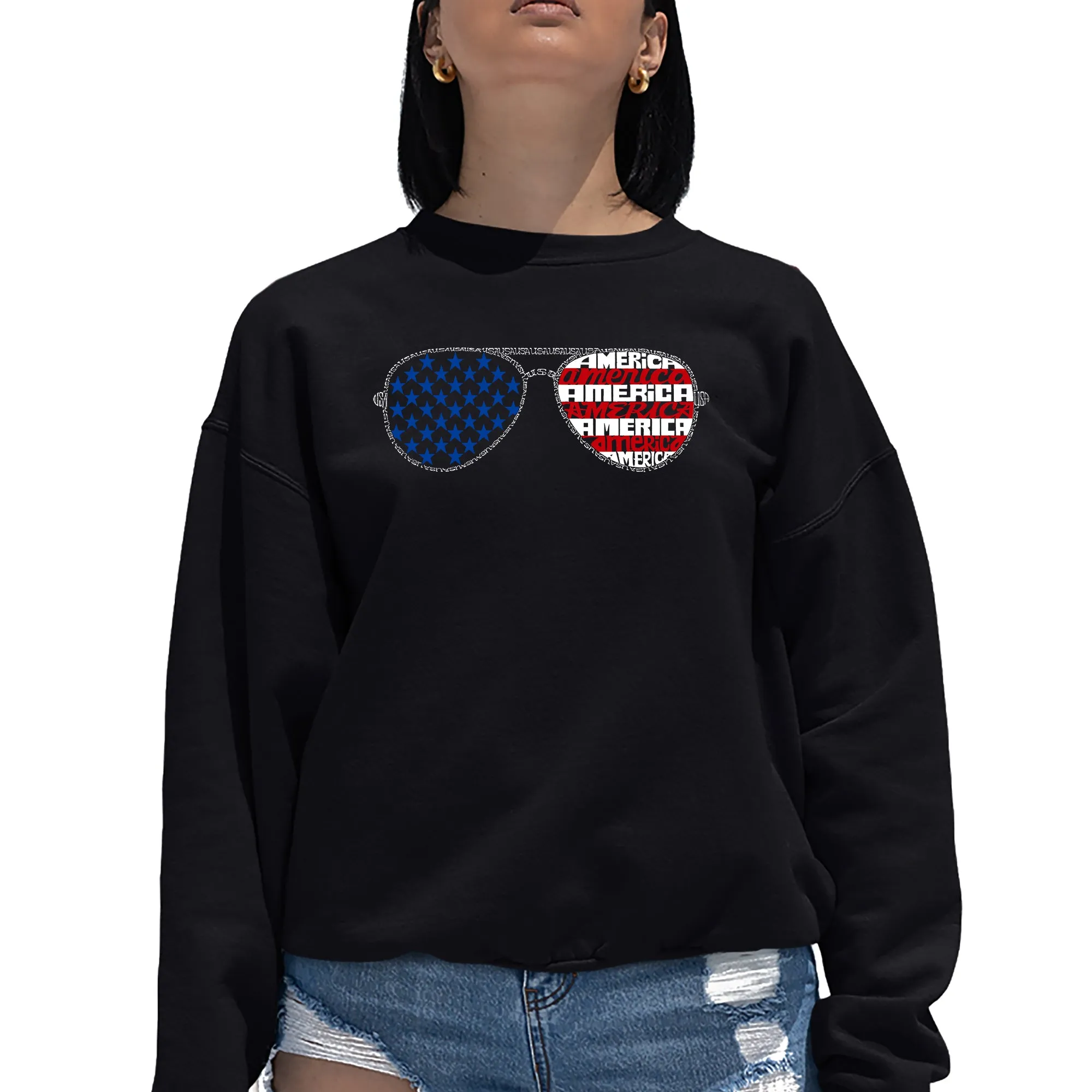 Americana Sunglasses - Women's Word Art Crewneck Sweatshirt sold by LA Pop Art product image thumbnail 5