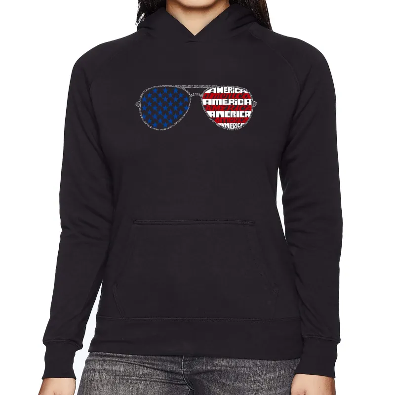 Americana Sunglasses - Women's Word Art Hooded Sweatshirt sold by LA Pop Art
