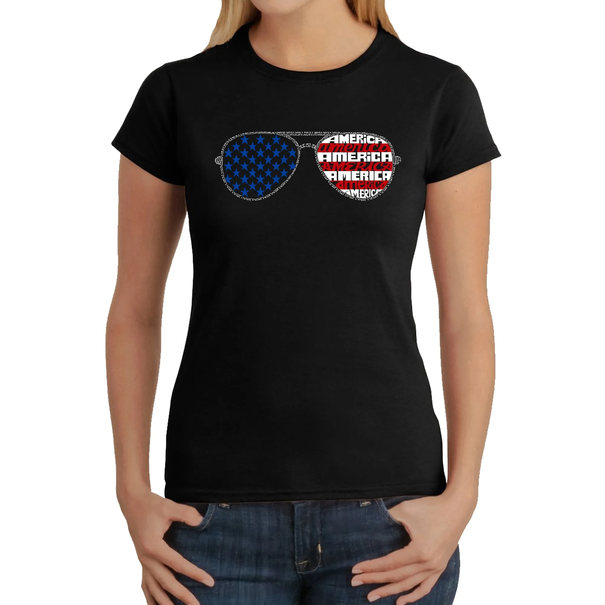 Americana Sunglasses - Women's Word Art T-Shirt sold by LA Pop Art
