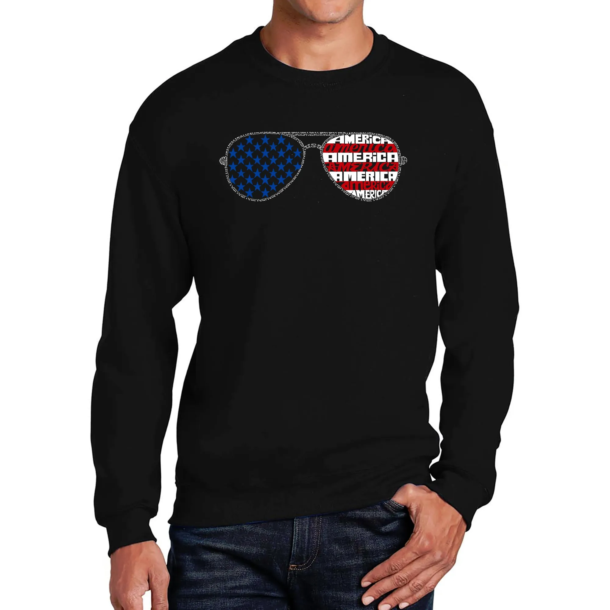 Americana Sunglasses - Men's Word Art Crewneck Sweatshirt sold by LA Pop Art product image thumbnail 5